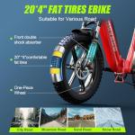 HOVSCO Foldable Electric Bike for Adults, 28MPH 1300W Peak Power, 48V 15AH Removable Battery, 20"x4.0" Fat Tire Ebike with Low-Step Frame, Hydraulic Brakes & App Control