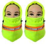 Men Hi Visibility Reflective Winter Thermal Fleece Balaclava Mask Ski Motorcycle Full Face Mask Neck Cover Windproof (2Pcs Noen Lime)