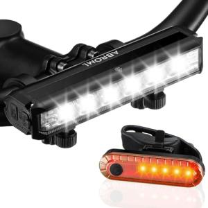 Super Bright 6 LED Bike Lights for Night Riding, 5 Lighting Modes USB Rechargeable Bicycle Lights with IPX5 Waterproof, High Lumens Bike Lights for Adult Cyclist Bike Headlight and Tail Light Set