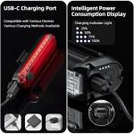 Super Bright 6 LED Bike Lights for Night Riding, 5 Lighting Modes USB Rechargeable Bicycle Lights with IPX5 Waterproof, High Lumens Bike Lights for Adult Cyclist Bike Headlight and Tail Light Set