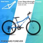 HH HILAND 24 Inch Mountain Bike for Kids Age 7-15 Year Old, Front Suspension Fork Kids' Bicycles for Boys Girls Blue