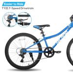 HH HILAND 24 Inch Mountain Bike for Kids Age 7-15 Year Old, Front Suspension Fork Kids' Bicycles for Boys Girls Blue