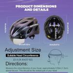 ROCKBROS Bike Helmet for Adult Men Women with Suggested Fit 58-62cm, Removable Goggles & Sun Visor, Lightweight with Adjustable Side and Chin Strap, Suitable for Myopia Glasses