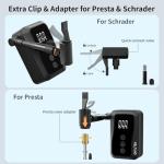 Veltuno Mini Electric Bike Pump, Max 150 PSI Fast Inflation with Digital Pressure Gauge, Smart Auto Stop, USB-C Rechargeable, Presta & Schrader Valve for Road Bike, MTB, E-Bike, Motorcycle, Balls