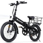 isinwheel U5 Pro Road E Bike for Adults Electric Bike with Front Suspension, 48V 500W Folding Ebikes for Adults, Aluminum Frame, 7 Speed Gear, 20mph Foldable Electric Bicycles, 20" Fat Tire Ebike