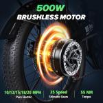 isinwheel U5 Pro Road E Bike for Adults Electric Bike with Front Suspension, 48V 500W Folding Ebikes for Adults, Aluminum Frame, 7 Speed Gear, 20mph Foldable Electric Bicycles, 20" Fat Tire Ebike