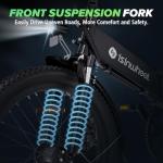 isinwheel U5 Pro Road E Bike for Adults Electric Bike with Front Suspension, 48V 500W Folding Ebikes for Adults, Aluminum Frame, 7 Speed Gear, 20mph Foldable Electric Bicycles, 20" Fat Tire Ebike