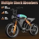 Misodo Electric Bike for Adults, Peak 1800W Motor, Up to 30MPH & 100 Miles PAS Range, NFC & Password Unlock, 48V 20AH Battery, 7 Speed Electric Dirt Bike, Dual Suspension 20" Fat Tire Off-Road Ebike