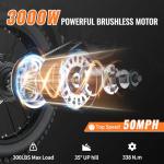 Bootime 3000W Electric Bike for Adults, 60V 18.2AH*2 Removable Battery Up to 50MPH/85Mile GT73proGT73 Electric Dirt Bike for Teens,25 inch Fat Tire Ebike with 3 Speed Dirt Electric Motorcycle Bicycle