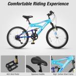 WEIZE Kids Mountain Bike, 20 inch Kids' Bicycles for 6-10 Years Old Boys Girls with Dual Full Suspension, 6 Speeds Drivetrain, High-Carbon Steel Frame, Blue