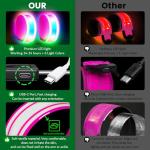 Light Up LED Armband for Running Walking at Night,Reflective Arm Bands for Runners,Rechargeable Jogging Lights,High Visibility Night Running Safety Gear Adjustable Running Women Men Kids (Pink)