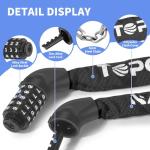 Topcrown Bike Chain Lock 3.2Ft Long High Security Heavy Duty Anti Theft, 5 Digit Combination Resettable Keyless Bicycle Lock for Bike/Electric Scooter/Ebike/Motorcycle(Black)