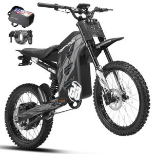 HAPPYRUN G300 Pro Electric Dirt Bike for Adults, 72V 30Ah Battery, 6500W Motor, 50 MPH Speed, 70 Mile Range, 350 Lbs Load Capacity, Hydraulic Brakes Black (Orange) (Black)
