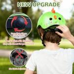Dinosaur Toddler Bike Helmet with Adjustable Dial - Toddler Helmet for 1/2/3/4 Years Old, Lightweight Ventilation Kids' Bike Helmets for Bicycle Skateboard Scooter Roller, Green