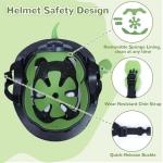 Dinosaur Toddler Bike Helmet with Adjustable Dial - Toddler Helmet for 1/2/3/4 Years Old, Lightweight Ventilation Kids' Bike Helmets for Bicycle Skateboard Scooter Roller, Green