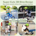 Dinosaur Toddler Bike Helmet with Adjustable Dial - Toddler Helmet for 1/2/3/4 Years Old, Lightweight Ventilation Kids' Bike Helmets for Bicycle Skateboard Scooter Roller, Green