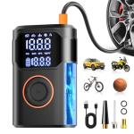Tire Inflator Portable Air Compressor-150PSI Tire Air Pump, 5X Faster with Digital Gauge, Auto-Off & LED Light, Air Pump for Car Tires, Motorcycle, Bike, Balls & More, Stocking Stuffers Gifts for Men