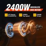 Riding'times Upgraded GT73 Electric Dirt Bike for Adults Teens, 2400W Ebike Max 37 MPH & 1747Wh Dual Battery, 85 Mile Long Range Electric Motorcycle with 25" Dirt Tires E Dirtbike