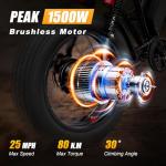 SPBSVDT Electric Bikes for Adults: 48V 20Ah Battery Electric Peak 1500W eBike, Long Range E Bike, Perfect for City, School & Off-Road Commuting 20" Fat Tires E-Bike (UL2849) (Black)