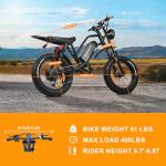 SPBSVDT Electric Bikes for Adults: 48V 20Ah Battery Electric Peak 1500W eBike, Long Range E Bike, Perfect for City, School & Off-Road Commuting 20" Fat Tires E-Bike (UL2849) (Black)