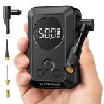 ETENWOLF S0 Mini Bike Pump, 150 PSI Tire Inflator Portable Air Compressor for Bicycles, Cars, Motorcycles, and Sports Balls, Fast Inflate & Auto Stop Bicycle Pump with Gauge (Black)