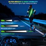 LED Reflective Running Gear High Visibility Reflective Belt Sash with Armband for Walking at Night,Adjustable Running Safety Gear Light Up Running Belt for Runners Walkers Men Women (Green)