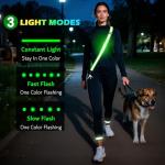 LED Reflective Running Gear High Visibility Reflective Belt Sash with Armband for Walking at Night,Adjustable Running Safety Gear Light Up Running Belt for Runners Walkers Men Women (Green)