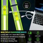 LED Reflective Running Gear High Visibility Reflective Belt Sash with Armband for Walking at Night,Adjustable Running Safety Gear Light Up Running Belt for Runners Walkers Men Women (Green)