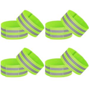 VVS 8 Pack of High Visibility Reflective Bands Wristbands for Cycling Running Arm Wrist Ankle Bands Leg Straps and as Bike Pants Cuff Clip