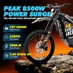 Electric Dirt Bike for Adults 72V 8500W(Peak) – 52MPH Top Speed E-Motorcycle with 4-Piston Brakes, Off-Road Suspension, Removable Battery, Long Range, Built for Hills, Trails & Wild Terrain, Black