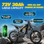 Electric Dirt Bike for Adults 72V 8500W(Peak) – 52MPH Top Speed E-Motorcycle with 4-Piston Brakes, Off-Road Suspension, Removable Battery, Long Range, Built for Hills, Trails & Wild Terrain, Black