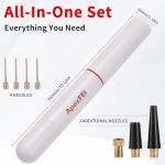 ApexFei 10" with Rotating Locking Storage Needle Sports Pump Kit Compact Includes Gauge & Hose-White