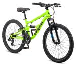 Mongoose Status Mountain Bike, 24 Inch Bike for Kids and Teens, 21 Speed, Aluminum Suspension Frame, Steel Rear Triangle, Suspension Fork, Knobby Mountain Tires, Linear Pull Brakes, For Boys and Girls