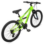 Mongoose Status Mountain Bike, 24 Inch Bike for Kids and Teens, 21 Speed, Aluminum Suspension Frame, Steel Rear Triangle, Suspension Fork, Knobby Mountain Tires, Linear Pull Brakes, For Boys and Girls