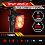 HinsGEAR Bike Lights 3 Set, Rechargeable Bicycle Light Super Bright 8+12 Modes, IPX6 Waterproof Bike Lights for Night Riding Cycling Safety, Front and Rear Back Taillight, Long Battery Life