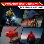 HinsGEAR Bike Lights 3 Set, Rechargeable Bicycle Light Super Bright 8+12 Modes, IPX6 Waterproof Bike Lights for Night Riding Cycling Safety, Front and Rear Back Taillight, Long Battery Life