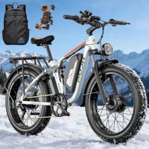 PUJH 5000W Dual Motor Electric Bike for Adults 60V 20Ah Fast Ebike for Men Women 45 MPH,Up to 100 Miles,24" Fat Tire Suspension Electric Bicycle for Snow Off-Road Commuter Mountain E-Bike