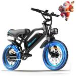 AVDLBIKE Electric Bike, 16'' Fat Tire eBike for Teens/Adults, 500W E-Bike with 36V/12.8Ah Removable Battery, 22MPH 45 Mile Range Commuting Electric Mountain Bike with Dual Dual Brakes-Blue A13
