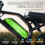 AVDLBIKE Electric Bike, 16'' Fat Tire eBike for Teens/Adults, 500W E-Bike with 36V/12.8Ah Removable Battery, 22MPH 45 Mile Range Commuting Electric Mountain Bike with Dual Dual Brakes-Blue A13