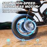 AVDLBIKE Electric Bike, 16'' Fat Tire eBike for Teens/Adults, 500W E-Bike with 36V/12.8Ah Removable Battery, 22MPH 45 Mile Range Commuting Electric Mountain Bike with Dual Dual Brakes-Blue A13