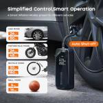 VOLLYC Tire Inflator Portable Air Compressor–150 PSI Air Pump for Car Tires with Fast Inflation, Cordless Bike Pump with Digital Pressure Gauge, 4 Preset Modes for Car Bike Motorcycle Balls