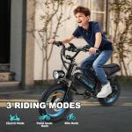 AVDLBIKE Electric Bike, 16'' Fat Tire eBike for Teens/Adults, 500W E-Bike with 36V/12.8Ah Removable Battery, 22MPH 45 Mile Range Commuting Electric Mountain Bike with Dual Dual Brakes-Blue A13