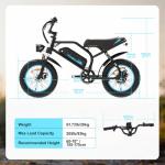 AVDLBIKE Electric Bike, 16'' Fat Tire eBike for Teens/Adults, 500W E-Bike with 36V/12.8Ah Removable Battery, 22MPH 45 Mile Range Commuting Electric Mountain Bike with Dual Dual Brakes-Blue A13