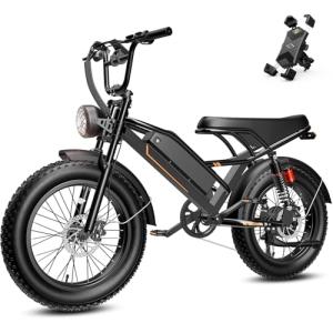 YOLOWAY Electric Bike for Adults,Electric Dirt Bike 2000W/1500W Peak Motor,E Bike 20"/16" *4 Fat Tire,All Terrain 32/28MPH Top Speed,Ebike Up 55-80 Miles Range,48V Removable Battery