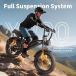 YOLOWAY Electric Bike for Adults,Electric Dirt Bike 2000W/1500W Peak Motor,E Bike 20"/16" *4 Fat Tire,All Terrain 32/28MPH Top Speed,Ebike Up 55-80 Miles Range,48V Removable Battery