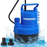 PANRANO 1/2 HP Submersible Water Pump 2900 GPH Portable Small Sump Pump For Pool Cover, Basements, Puddles, Gardens Ponds With 16.4 Ft Power Cord and Hose Adapters, Sky Blue