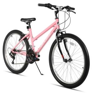 HILAND Bamcbase Womens Mountain Bike, 26 Inch 18 Speeds Hybrid Commuter Bicycle for Adults, Sport Hardtail Trail MTB Pink