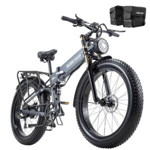DAMSON Electric Bike for Adults 1500W Peak Motor 48V 20Ah Battery Up to 65 Miles Long Range 30MPH Mountain E Bikes 26" Fat Tire Off-Road Full Suspension Electric Bicycle, Dual Hydraulic Brakes