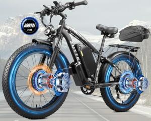 ZUTTEX Peak 6000W Dual Motor Electric Bike - 220NM Ebike 52V 34AH Battery for Adults 47MPH 24" Fat Tire Bike with LCD Display Hydraulic Brakes Electric Bike -White