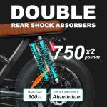 Leeyalan Electric Bicycle for Adults 750W Motor 28 MPH 50 Miles Removable 48V Battery ，20"x4.0"Fat Tire Dual Disc Brakes, ebike Suitable for City Commuting